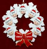 Family Christmas Ornament Celebration Wreath Red Bow for 7 Personalized by RussellRhodes.com