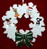 Single Person Christmas Ornament Holiday Wreath with 3 Dogs, Cats, or Other Pets Add-ons Personalized by RussellRhodes.com
