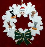 Veterinarian Christmas Ornament Holiday Wreath with 4 Dogs, Cats, or Other Pets Add-ons Personalized by RussellRhodes.com