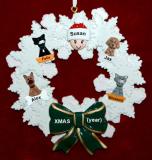 Single Person Christmas Ornament Holiday Wreath with 4 Dogs, Cats, or Other Pets Add-ons Personalized by RussellRhodes.com