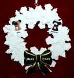 Dogs, Cats, or Other Pets Christmas Ornament Holiday Wreath with Green Bow (2) Personalized by RussellRhodes.com