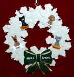 Dogs, Cats, or Other Pets Christmas Ornament Holiday Wreath with Green Bow (4) Personalized by RussellRhodes.com
