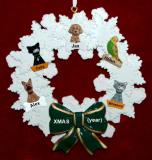 Dogs, Cats, or Other Pets Christmas Ornament Holiday Wreath with Green Bow (5) Personalized by RussellRhodes.com