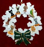 Dogs, Cats, or Other Pets Christmas Ornament Holiday Wreath with Green Bow (8) Personalized by RussellRhodes.com