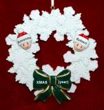 Grandparents Christmas Ornament Celebration Wreath Green Bow 2 Grandkids Personalized by RussellRhodes.com