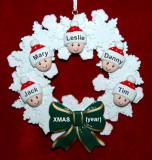 Grandparents Christmas Ornament Celebration Wreath Green Bow 5 Grandkids Personalized by RussellRhodes.com