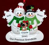 Grandparents Christmas Ornament White Xmas 2 Grandkids with Dog, Cat, or Other Pet Custom Add-on Personalized by RussellRhodes.com