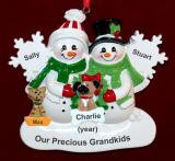 Grandparents Christmas Ornament White Xmas 2 Grandkids with 2 Dogs, Cats, or Other Pets Custom Add-ons Personalized by RussellRhodes.com