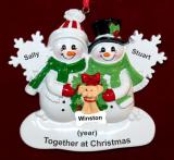 Couple Christmas Ornament White Xmas with Dog, Cat, or Other Pet Custom Add-on Personalized by RussellRhodes.com