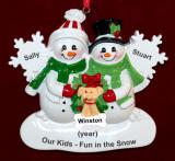 Family Christmas Ornament White Xmas Just the 2 Kids with Dog, Cat, or Other Pet Custom Add-on Personalized by RussellRhodes.com