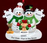 Family Christmas Ornament White Xmas Just the 2 Kids with 2 Dogs, Cats, or Other Pets Custom Add-ons Personalized by RussellRhodes.com