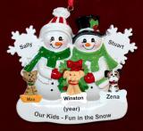 Family Christmas Ornament White Xmas Just the 2 Kids with 3 Dogs, Cats, or Other Pets Custom Add-ons Personalized by RussellRhodes.com