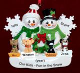 Family Christmas Ornament White Xmas Just the 2 Kids with 4 Dogs, Cats, or Other Pets Custom Add-ons Personalized by RussellRhodes.com