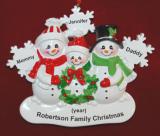 White Xmas Snowflake Family of 3 Christmas Ornament Personalized by RussellRhodes.com
