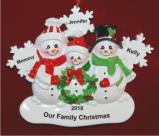 White Xmas Snowflake Single Mom 2 Kids Personalized Christmas Ornament Personalized by Russell Rhodes