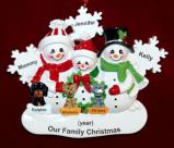Single Mom Christmas Ornament 2 Kids White Xmas Snowflake with 3 Dogs, Cats, Pets Custom Add-ons Personalized by RussellRhodes.com