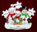 Single Mom Christmas Ornament 2 Kids White Xmas Snowflake with 4 Dogs, Cats, Pets Custom Add-ons Personalized by RussellRhodes.com