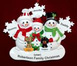 Family Christmas Ornament for 3 White Xmas Snowflake with 2 Dogs, Cats, Pets Custom Add-ons Personalized by RussellRhodes.com