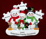 Family Christmas Ornament for 3 White Xmas Snowflake with 4 Dogs, Cats, Pets Custom Add-ons Personalized by RussellRhodes.com