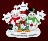 Single Dad Christmas Ornament 2 Kids White Xmas Snowflake with 3 Dogs, Cats, Pets Custom Add-ons Personalized by RussellRhodes.com
