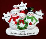 Family Christmas Ornament White Xmas for 3 Personalized by RussellRhodes.com