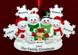 White Xmas Snowflake Single Mom or Dad 3 Kids Christmas Ornament with Pets Personalized by RussellRhodes.com