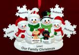 Single Mom Christmas Ornament 3 Kids White Xmas Snowflake with 2 Dogs, Cats, Pets Custom Add-ons Personalized by RussellRhodes.com