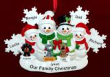 Single Dad Christmas Ornament 3 Kids White Xmas Snowflake with 3 Dogs, Cats, Pets Custom Add-ons Personalized by RussellRhodes.com
