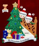 Our Xmas Tree Grandparents Christmas Ornament 2 Grandkids with 1 Dog, Cat, Pets Custom Add-on Personalized by RussellRhodes.com