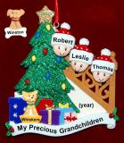 Our Xmas Tree Grandparents Christmas Ornament 3 Grandkids with 1 Dog, Cat, Pets Custom Add-on Personalized by RussellRhodes.com