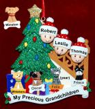 Our Xmas Tree Grandparents Christmas Ornament 3 Grandkids with 4 Dogs, Cats, Pets Custom Add-ons Personalized by RussellRhodes.com