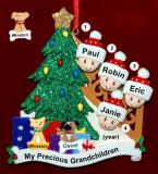 Our Xmas Tree Grandparents Christmas Ornament 4 Grandkids with 2 Dogs, Cats, Pets Custom Add-ons Personalized by RussellRhodes.com