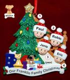 Our Xmas Tree Christmas Ornament for Families of 4 with 2 Dogs, Cats, Pets Custom Add-ons Personalized by RussellRhodes.com