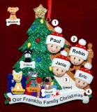 Our Xmas Tree Christmas Ornament for Families of 4 with 4 Dogs, Cats, Pets Custom Add-ons Personalized by RussellRhodes.com