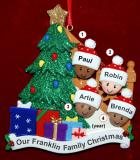 Our Xmas Tree Mixed Race Biracial Christmas Ornament for Families of 4 Personalized by RussellRhodes.com