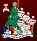 Our Xmas Tree Christmas Ornament for Families of 5 with 2 Dogs, Cats, Pets Custom Add-ons Personalized by RussellRhodes.com