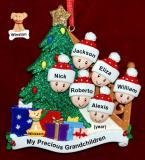 Our Xmas Tree Grandparents Christmas Ornament 6 Grandkids with 1 Dog, Cat, Pets Custom Add-on Personalized by RussellRhodes.com