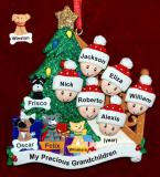 Our Xmas Tree Grandparents Christmas Ornament 6 Grandkids with 4 Dogs, Cats, Pets Custom Add-ons Personalized by RussellRhodes.com