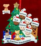 Our Xmas Tree Grandparents Christmas Ornament 6 Grandkids Mixed Race BiRacial with 2 Dogs, Cats, Pets Custom Add-ons Personalized by RussellRhodes.com
