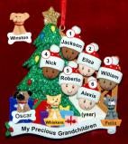 Our Xmas Tree Grandparents Christmas Ornament 6 Grandkids Mixed Race BiRacial with 3 Dogs, Cats, Pets Custom Add-ons Personalized by RussellRhodes.com