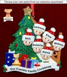 Our Xmas Tree Christmas Ornament for Families of 6 with Pets Personalized by RussellRhodes.com
