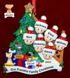 Our Xmas Tree Christmas Ornament for Families of 6 with 3 Dogs, Cats, Pets Custom Add-ons Personalized by RussellRhodes.com