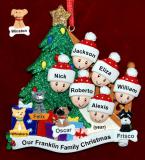 Our Xmas Tree Christmas Ornament for Families of 6 with 4 Dogs, Cats, Pets Custom Add-ons Personalized by RussellRhodes.com