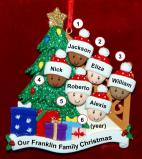 Our Xmas Tree Mixed Race Biracial Christmas Ornament for Families of 6 Personalized by RussellRhodes.com