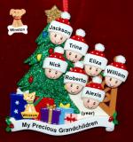 Our Xmas Tree Grandparents Christmas Ornament 7 Grandkids with 1 Dog, Cat, Pets Custom Add-on Personalized by RussellRhodes.com