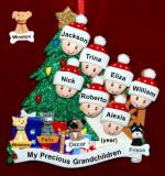 Our Xmas Tree Grandparents Christmas Ornament 7 Grandkids with 4 Dogs, Cats, Pets Custom Add-ons Personalized by RussellRhodes.com