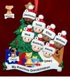Our Xmas Tree Grandparents Christmas Ornament 7 Grandkids Mixed Race BiRacial with 2 Dogs, Cats, Pets Custom Add-ons Personalized by RussellRhodes.com