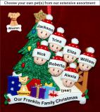 Our Xmas Tree Christmas Ornament for Families of 7 with Pets Personalized by Russell Rhodes