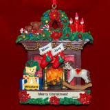 Single Mom Christmas Ornament Fireplace with 1 Child Plus 1 Dog, Cat, or Other Pet Custom Add-on Personalized by RussellRhodes.com