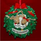 Reindeer Wreath for 2 Christmas Ornament Personalized by Russell Rhodes